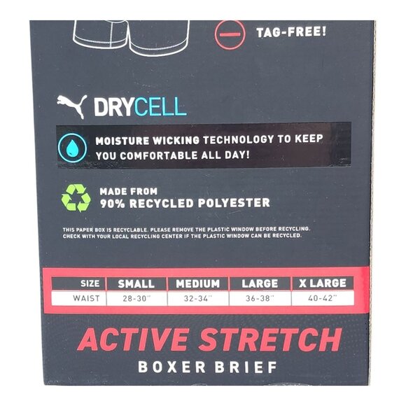 Puma Mens 8 Pack Active Stretch Boxer Briefs L Moisture Wicking Tag-Free DryCell - Picture 5 of 11